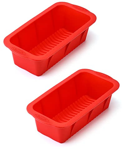 QWORK® 2 Pcs Bread Baking Pan Silicone, Silicon Cake Mould, Silicone Non Stick Baking Tray, 25x13x7cm, for DIY Bread, Toast, Cakes