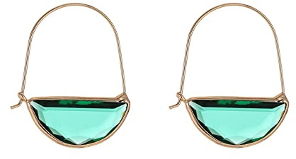 Boucles d'Oreilles Femme Tendance Vert, Boucle Oreille Creole Femme Demi-Cercle Plaqué Or Boucles d'Oreilles