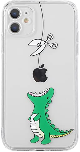 CHEORFAY iPhone 11 Hülle, Durchsichtig Transparente Flexible Silikon TPU Stoßfestem Design Schutzhülle mit Niedliches Ästhetischem Muster für iPhone 11 - Dinosaurier