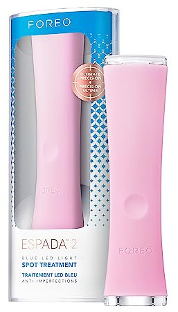 Foreo Espada 2, Terapia a Luce LED, Dispositivo di Skincare Anti-Acne a Luce Pulsata- Silicone Medico, Trattamento Viso per Cicatrici, per Brufoli e Macchie Viso, Approvato dalla FDA, Pearl Pink