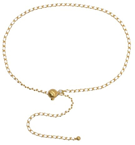 YAMEIZE Taillengürtel Damen Kettengürtel Goldene Gürtel Bauchkette Verstellbare Leder Körperkette für Jeans Kleider Accessoires