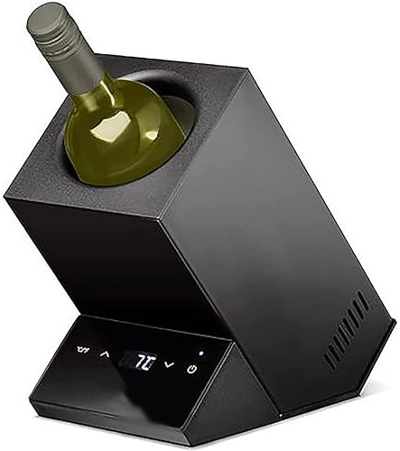 GEJLELDS Raffreddatore per Bottiglie di Vino, refrigeratore Elettrico per 750 ml di Vino o Champagne, Gamma di Temperatura da 5 a 18 °C, Idea Regalo cremagliera, Regali di Nozze,Black