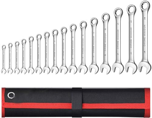 KEWAYO Set di 16 Chiavi Inglesi Combinate da 6 a 24 mm, Chiavi a Forchetta Fisse ad Anello