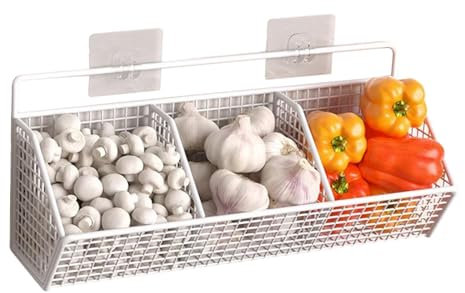 rockible Draht-Hängekorb zum Aufhängen an der, für Obst, Gemüse, Snacks, DREI Gitter