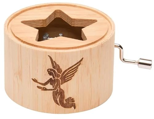 Spieluhr aus Bambus mit dem Weihnachtslied: Vom Himmel hoch, da komm ich her - music box von Kurbelwerk green-line, Christmas-Edition, Motiv Engel