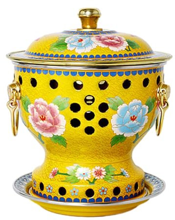 VIDECOR Chafing Dishes, Einzelperson, Kleiner Kupfertopf, Alter Pekinger Kleiner Fetter Kuh-Hot Pot, Chinesischer Traditioneller Cloisonné-Hot Pot, Kommerzieller Alkoholanteil,A