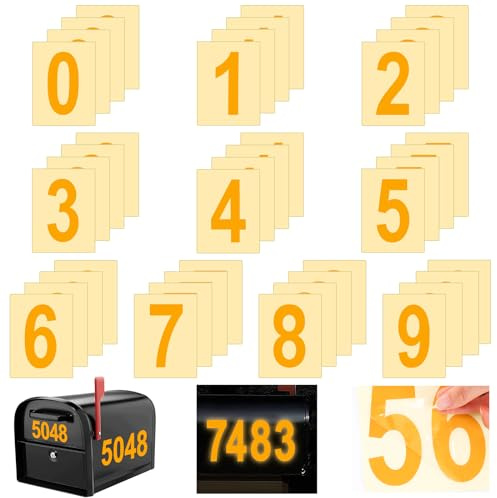 Gold Zahlen Aufkleber, Reflektieren Hausnummer Klebend, Mülltonnenaufkleber Wasserdicht, Klebezahlen 0-9 für Postkasten, Schilder, Fenster, Tür, Autos, Lastwagen, Heim(10 x 5 cm)