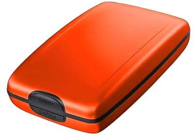 KAREN66 Kreditkartenetui aus Aluminium für Damen und Herren Kartenetui mit RFID Schutz, Slim Kartenhülle Portmonee Geldbörse für Kreditkarten Personalausweis EC-Karten (Orange)