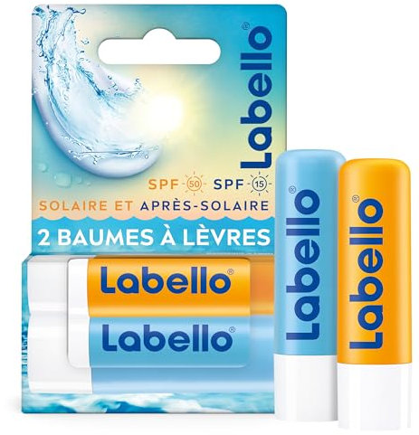 Labello Bipack Sun Protect SPF30 e Hydro Care SPF15 2 x 4.8 g, Burrocacao labbra in confezione doppia, Duo con burrocacao protezione solare idratante e balsamo labbra con filtri UVA/UVB