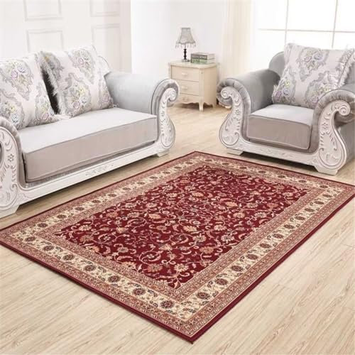 Xiaosua Aesthetic Teppich200x300CM Teppich Kinderzimmer Waschbar küchenläufer Traditioneller hypoallergener Schlafzimmer-Teppich mit Blumenmuster Rot