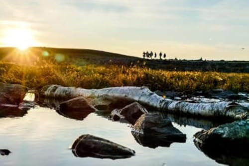 Acryl-Bild 110 x 70 cm: Sonnenuntergang am Fluss, wunderschönes digitales Fotobild (150645578)