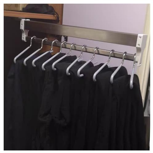 ASHILD Porta Pantaloni Estraibile, Asta Porta Abiti Scorrevole Estensibile, Barra Retrattile salvaspazio, Organizer per Vestiti, Sciarpe, Jeans, Asciugamani, Cravatte, Scialli (50 cm)
