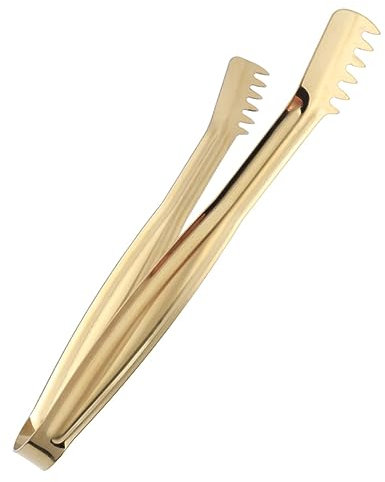 Amosfun 4 Pcs 15cm Stainless Steel Mini Food Tongs Ice Cube Tongs Bread Clip Golden Color for Serving Suitable for Home and Parties