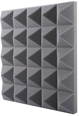 12 Pack Acoustic Foam Wall Panels Self Adhesive Fireproof Sound Absorbing Padding for Recording Studios Bedrooms Offices Grey Color
