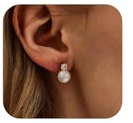 FUNEIA Perlen Ohrringe Silber 925 Stecker Damen Weiße Süßwasserperlen Ohrstecker Gold Silber Stecker Ohrringe mit Perle Wasserfest Hypoallergene Modeschmuck für Frauen Mädchen Braut Geschenk