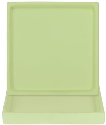 M METERXITY 2-Pz Vassoio per Piante in Ceramica, Vassoio Raccogli-Acqua per Piante da 4.9, Sottovaso per Piante da Interno/Esterno/Vassoio per Drenaggio Fiori [Quadrato Verde Matcha]
