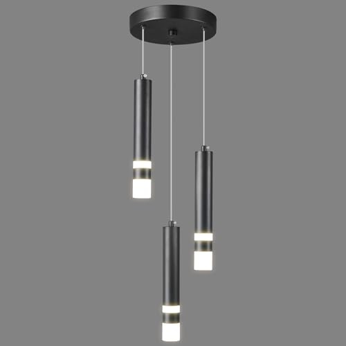 ZPBSJ Moderne Pendelleuchte Einstellbare Höhe LED Schwarz Mini Pendelleuchte fo Kücheninsel Schlafzimmer Nachttisch Kleine Pendelleuchten (3-Licht)