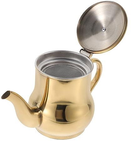 Cabilock Barattolo D'olio Custode Del Grasso Portaolio Porta Grasso Filtro Separatore Di Sugo Per La Conservazione Dell'olio Per Friggere Filtro Antigrasso Acciaio Inossidabile Golden