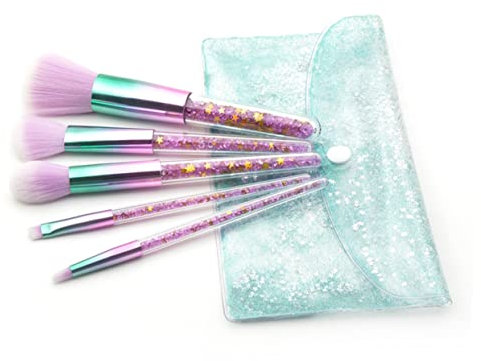 JECOMPRIS Professional Makeup Brush Set 5pcs Handle Rhinestone Eye Shadow Powder Eyebrow Brushes for Women Cosmetics Application