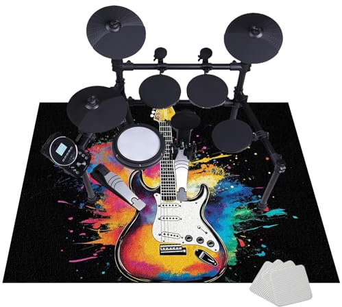 JaevKwzy Drum Rug Drum Teppich | Professionelles rutschfeste Schallschutzmatte 200 x 180 cm | Schallschutz Teppichmatte | Elektrisches Schlagzeugteppich Dicht Gewebter Oberfläche Zubehör für Drum Kit
