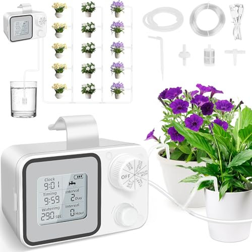 Sistema Di Irrigazione Automatic per Vasi, Manuale Smart Kit Irrigazione Vasi da Interno, Irrigazione a Goccia per Vasi Temporizzatore, Dosatore Acqua Piante per Balcone Terrazzo