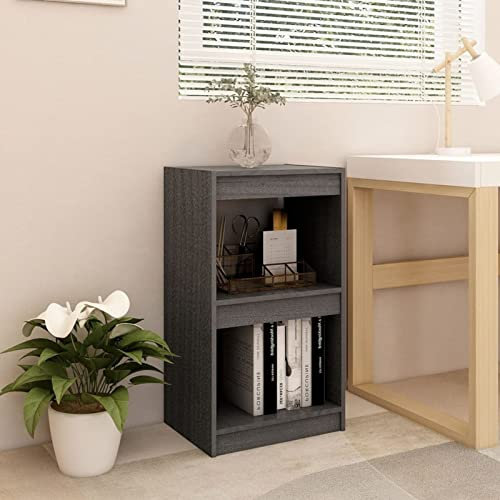 Fasba Bücherregal, Standregal, Aktenregal, Wandregal, Raumteiler, Regal, Raumtrenner, Büroregal, Mehrzweckregal, Grau 40x30x71,5 cm Massivholz Kiefer