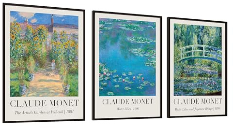FORYOU24 Modernes Poster 3er Set A3 - Bilder für Wohnzimmer Deko Schlafzimmer - Monet Bilderwand ohne Rahmen hochwertiger Wandbilder Kunstdruck P161-A3