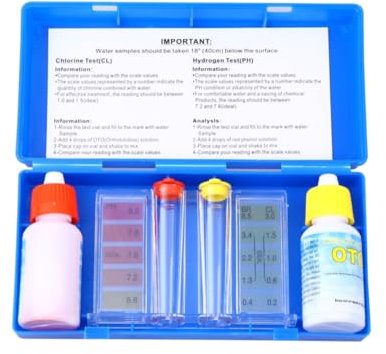 UKCOCO Pool-testsatz Mit Ph-testflüssigkeit Und Chlor-reagenz Tragbares Wasserqualitätsprüfkit Für Schwimmbäder Und Spas Genaue Messung Von Poolchemikalien Zur Wasseranalyse Unterwegs