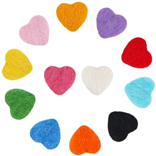 SUNNYCLUE 12 pz 12 colori Feltro di Lana Cuore Feltro Palla Perline San valentinos Madri Padri Amore Cuori A Forma di Ago Infeltrimento Pompon Palline Decorazioni per Fai Da Te Arte Artigianato Casa F