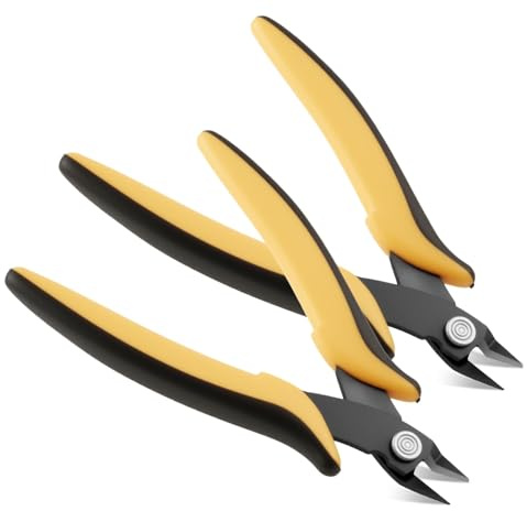 2PCS Wire Cutters Electrical with Non-Slip Soft Grip Precision Side Cutters | Copper Wire Small Flush Cable Snips Diagonal Pliers Guards Handles for Electronic Industry Repair, DIY Craft and Jewelry