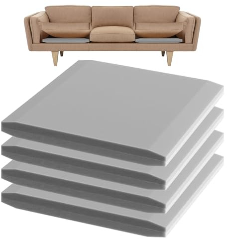 LIROPAU Gommapiuma Cuscino per Divano, 50 x 50 x 5 CM, Set di 4 | Gommapiuma per Imbottitura Cuscini Divani, Poltrone Alta Densità 40, Lastra Gommapiuma Comfort Elevato