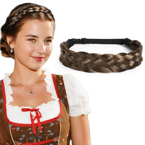BOFUNX Haarband Zopf Geflochten Haarreif Stirnband Damen Dirndl Zopf Haarschmuck für Oktoberfest Hochzeit Party