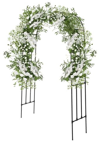Gartenbogen aus Metall 150x40x240 cm, Rosenbogen Torborgn Stabil, Schwarz | Kletterpflanzen Rankhilfe, Pflanzenbogen für Rosen & Gemüse, Wetterfest Garten Rankgitter für Hochzeit & Party Dekor