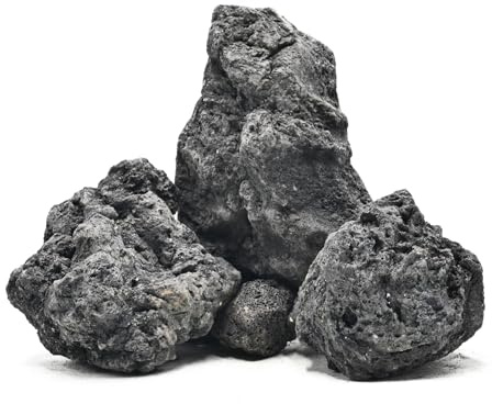 KINGRUI Black Lava Rock Natural Volcanic Stones 4-6 Aquarium Rocks for Aquascaping,Aquarium Landscaping,Shrimp Tank,Terrariums & Decorative Landscaping-5lb 3pcs