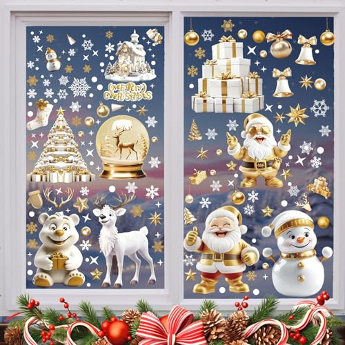 CHIHOLEN 198 immagini per finestre natalizie, riutilizzabili, in PVC, double face, per finestre invernali, decorazione natalizia