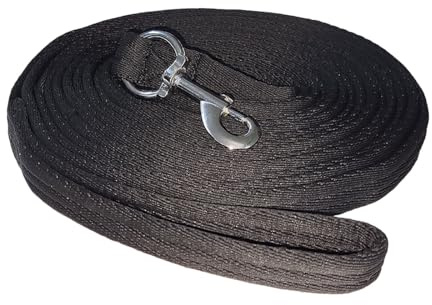 Brama-West Softlonge Pferd - Longierleine mit Handschlaufe und Karabiner - ca. 8m (Schwarz)