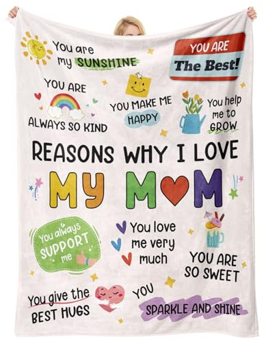 Hakumata Mum Gifts, Mum Birthday Gift, Love Mum Blanket 157x132CM | Happy Birthday Gift for Mum, Mummy Gifts from Daughter Son, Mother's Day Christmas Valentines Thanksgiving Gifts for Mum