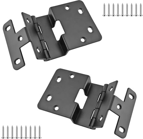 Qrity Lot de 2 Charnières Pliables, Charnière Porte Boîte Bois, Charnières à Quatre Plis pour Armoire et Meubles, Accessoires de Meubles, Noire