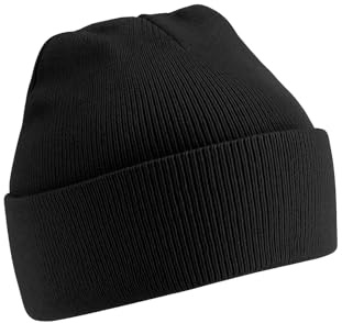 MKR Kids Beanie Hat - Boys & Girls Soft Acrylic Knit Winter Hat, Warm Cuffed or Slouch Style Children’s Beanie, Casual Outdoor Ski Fashion Cap - Black