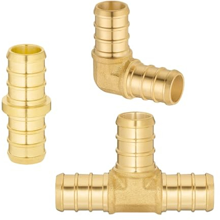 Set di raccordi dritti a T a gomito in ottone da 1/2 Raccordi resistenti per sistemi idraulici Raccordi a crimpare in ottone resistente