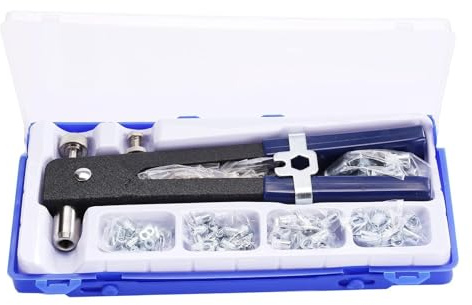 Aumotop Kit de Remachadora Manual de Tuercas Remachadoras con Perilla Mandril, Tuercas Primera Calidad y Mandriles Acero, 86 Piezas