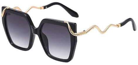 Gafas de sol modernas con patas de serpiente, marco cuadrado, estilo retro, para mujeres y niñas, uso diario y actividades al aire libre, gafas de sol con patas de serpiente