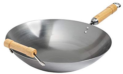 Joyce Chen Classic Series 14-Inch Round Bottom Carbon Steel Wok with Birch Handles