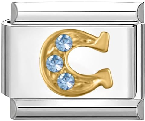 Quiges - 9mm Italian Style Charm Modul Edelstahl Hufeisen für Italienische Armbänder