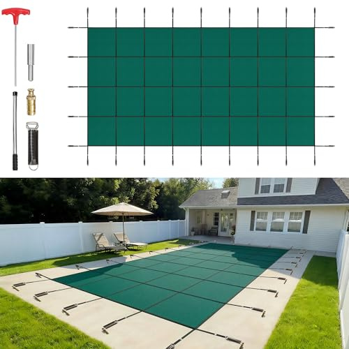 VEVOR Poolabdeckung, passend für 6,7x12,2 m Rechteckige Eingelassene Winterabdeckplane, Solide Pool-Sicherheitsabdeckung für Schwimmbad, Winter-Sicherheitsabdeckung
