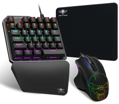 Spirit of Gamer - Xpert G700 - Adapter Kombinierte RGB - Tastatur und Maus Set Für PS4, Xbox ONE, PC - Mechanische Tastatur Mit Einer Hand - Maus 7 Tasten 3200 DPI