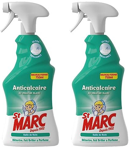 ST MARC Lot de 2 Pistolets Spray Désinfectant et Nettoyant Anticalcaire au Vinaigre Blanc 750 ml
