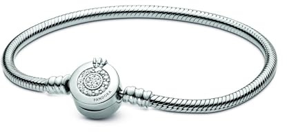 Pandora Signature O-Schlangenketten-Armband mit glitzernder Krone, Sterlingsilber, mit klarem Cubic Zirkonia, 16