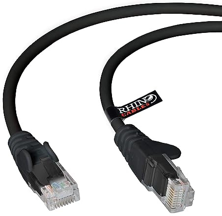 rhinocables CAT 5e High-Speed Ethernet Cable - Reliable LAN Network RJ45 Cable for Fast Internet & Data Transfer | Durable WiFi Broadband Cable for Gaming & Streaming, (7.5m, Black, Pack of 1)