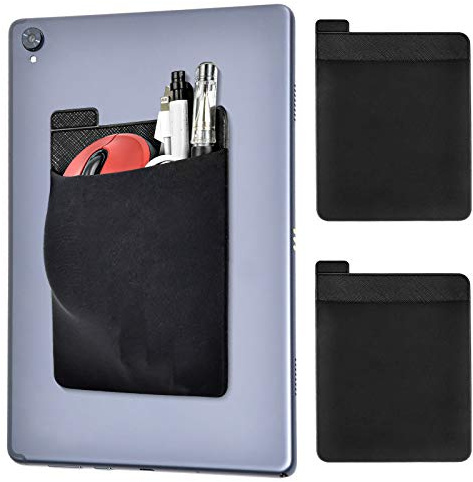 Newseego Pouch Holder [2 Pack] Portable External Hard Drive Carrying Case for Computer Accessories,Stick-On Laptop Organizer Portable Storage Pocket for External Hard Drive,Wireless Mouse,Cables,Black